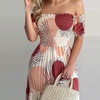 Casual Printed Short Sleeve Dress - Thumbnail 1