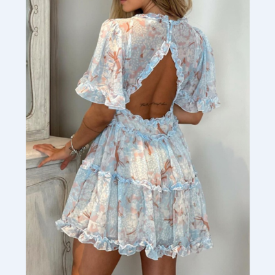 Elegant Floral V-Neck Printed Dress