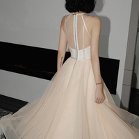 Cute tulle see through short prom dress champagne evening dress - Thumbnail 5