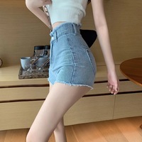 Heart Pocket High Waist Denim Shorts - Thumbnail 2