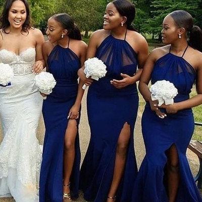 Halter slit bridesmaid dresses for wedding - Thumbnail 4