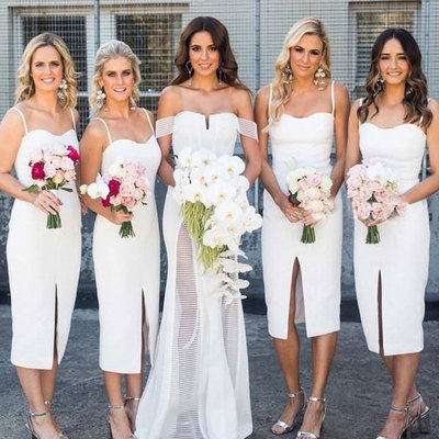 Tea length bridesmaid dresses spaghetti straps - Thumbnail 4