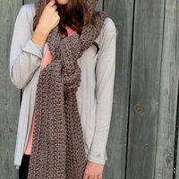 Hooded Scarf Scoodie The Lofty Wool Hooded Scarf Thick Oversized Scarf Mortar Brown or Choose your Color - Thumbnail 1