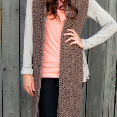 Hooded scarf scoodie the lofty wool hooded scarf thick oversized scarf mortar brown or choose your color