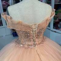Elegant Ball Gown Long Prom Dress, Off the Shoulder Wedding Dress, Lace Beads Appliqued Evening Gown, Quinceanera Dresses,1004 - Thumbnail 2