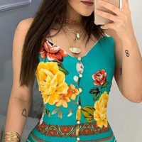 Sweet Sling Sleeveless Printed Dress - Thumbnail 1