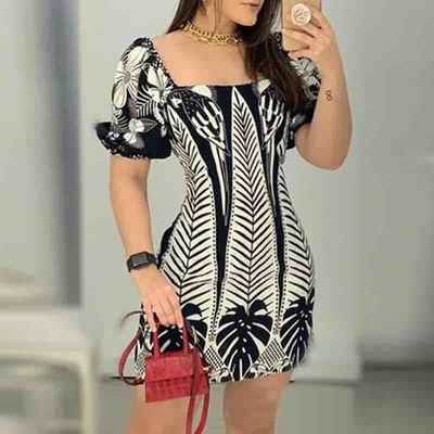 Casual printed short-sleeved dress