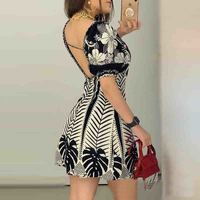 Casual Printed Short-Sleeved Dress - Thumbnail 2