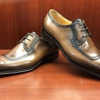 Elegant Oxfords Natural rust leather Brogue Shoes, Party Wear Lace Up Shoes - Thumbnail 1