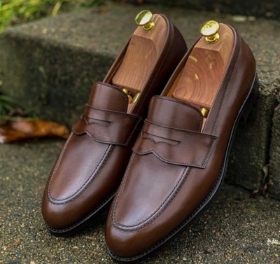Decent Chocolate Brown Leather Moccasin Loafers Wedding Shoes