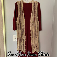 CROCHET LAYERING VEST-MOCHA - Thumbnail 1