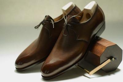 Outclass Chocolate Brown Handmade Shoes, Round Toe Lace Up Wedding Shoes