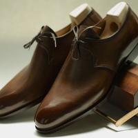 Outclass Chocolate Brown Handmade Shoes, Round Toe Lace Up Wedding Shoes - Thumbnail 1