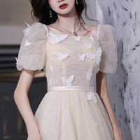 Champagne tulle short prom dress party dress - Thumbnail 4