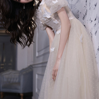 Champagne tulle short prom dress party dress - Thumbnail 5