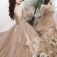 Cute tulle long A line prom dress evening dress - Thumbnail 3