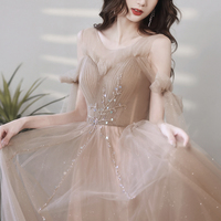 Cute tulle long A line prom dress evening dress - Thumbnail 4