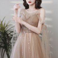 Cute tulle long A line prom dress evening dress - Thumbnail 5