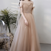 Cute tulle long A line prom dress evening dress - Thumbnail 6