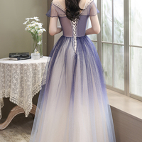 Cute tulle long A line prom dress cute evening dress - Thumbnail 3