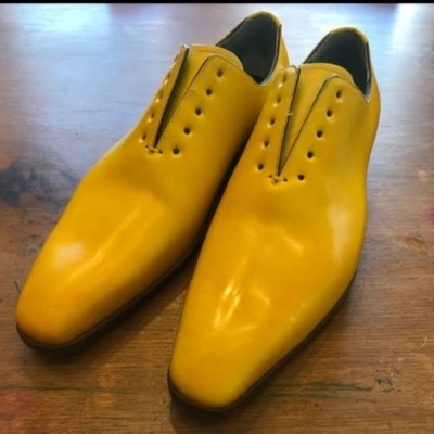 Luxury hand stitch yellow lace up leather shoes for men - Thumbnail 3