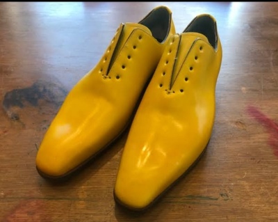 Luxury Hand Stitch Yellow Lace Up Leather Shoes For Men