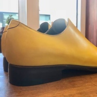 Luxury Hand Stitch Yellow Lace Up Leather Shoes For Men - Thumbnail 1