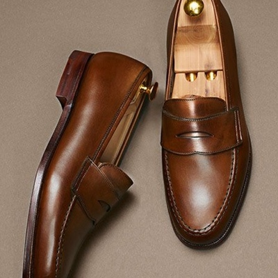 Handmade leather dark brown moccasin party wear shoes