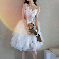 White tulle lace short prom dress party dress - Thumbnail 7