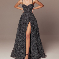 Luxurious A Line Spaghetti Straps Long Prom Party Dresses - Thumbnail 1