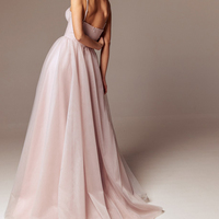 New Arrival Spaghetti Straps Long Tulle Blush Pink Prom Party Dresses - Thumbnail 1