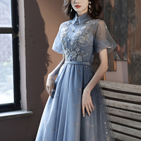 Cute Blue Short A Line Prom Dress Party Dress - Thumbnail 2