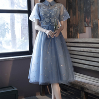 Cute Blue Short A Line Prom Dress Party Dress - Thumbnail 3