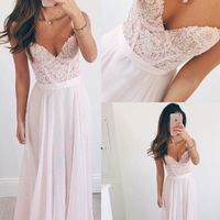 Girly Pink Lace Chiffon Long Prom Dresses,Pretty Modest Prom Gowns,Prom Dress For Teens,Elegant Party Dresses,Evening Dresses,1018 - Thumbnail 2