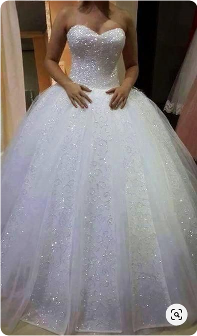 Elegant White Off the shoulder Sweetheart Beading Wedding Dress, Shinning Ball Gown Sequins Bridal Dresses,1017