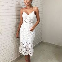 Mermaid Tea Length White Lace Party Dresses,Prom Dresses,Evening Dresses,Special Occasion Dresses,1019 - Thumbnail 2