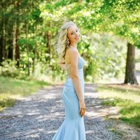 Sexy Mermaid Spaghetti Straps V Neck Blue Long Prom Evening Dresses with Cross Back - Thumbnail 3