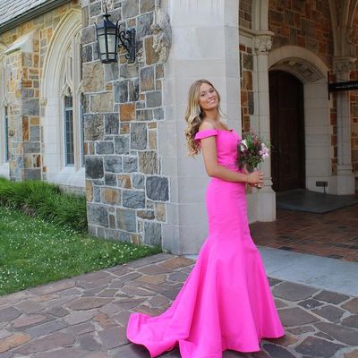 Mermaid off the shoulder satin long prom evening dresses with beading - Thumbnail 2