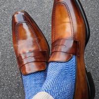 New Handmade Two Tone Leather Moccasin Men's Shoes - Thumbnail 1