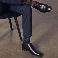 Black Handmade Cap Toe Leather Office Shoes - Thumbnail 1