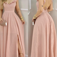 Sling Backless V-Neck Sleeveless Dress - Thumbnail 1