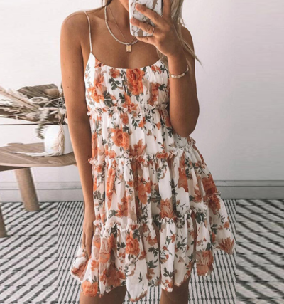 Women'S Sling Printed Sweet Sleepless Dress