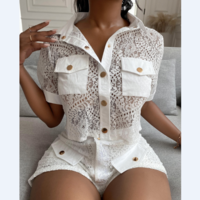 Fashion Lace Embroidered High Waist Two-Piece Suit - Thumbnail 4