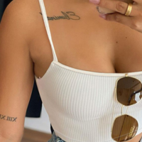 White Sexy Sling Shirt Tops - Thumbnail 1