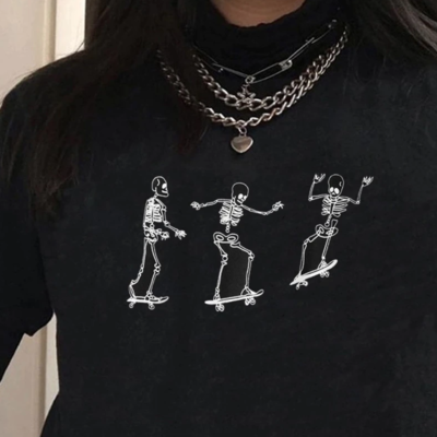 Free shipping-skateboarding skeleton tee - Thumbnail 3