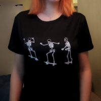 Free Shipping-SKATEBOARDING SKELETON TEE - Thumbnail 2