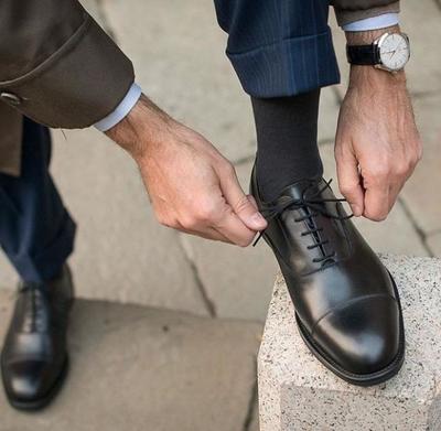 Best New Handmade Black Cap Toe Leather Lace Up Shoes