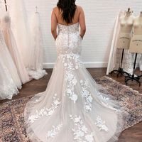 Countryside Mermaid Sweetheart Tulle Wedding Dresses with Appliques - Thumbnail 1
