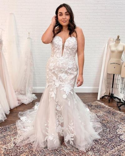 Countryside Mermaid Sweetheart Tulle Wedding Dresses with Appliques