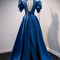 Princess A-Line V Neck Royal Blue Disney Princess Prom Evening Dresses - Thumbnail 2